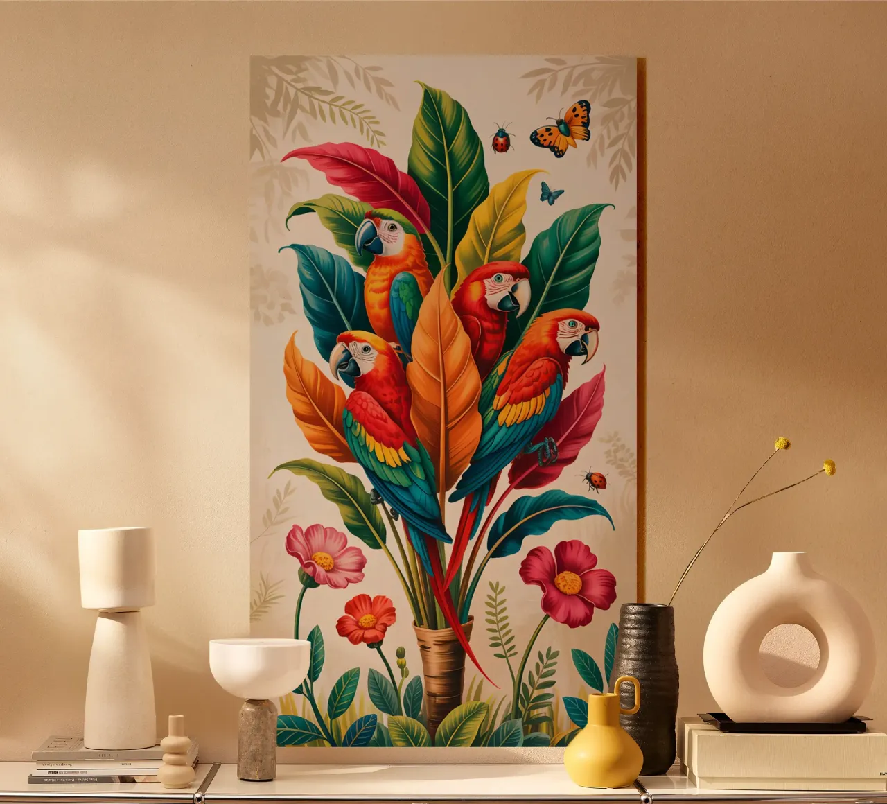 Flower With Parrot metacrilato de Jeff Studio