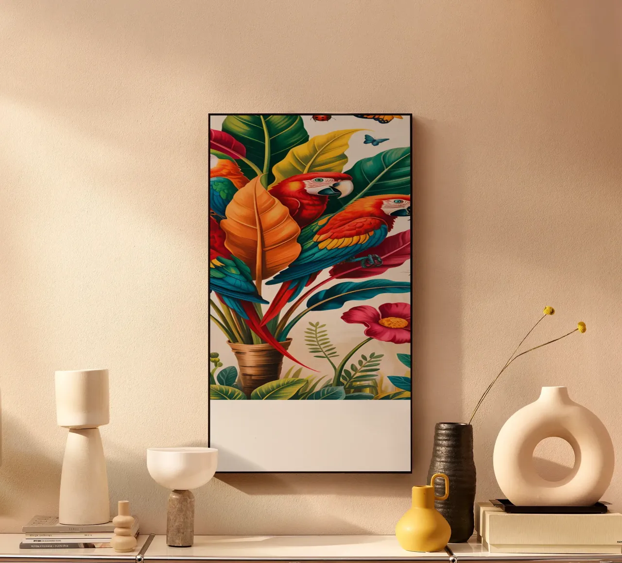 Flower With Parrot alluminio dibond da Jeff Studio