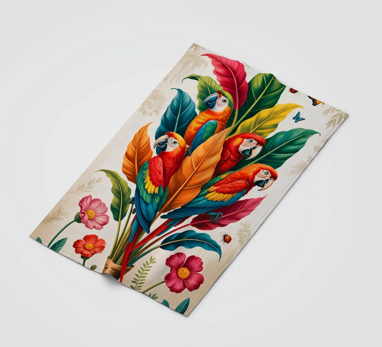 Flower With Parrot coperta in pile da Jeff Studio