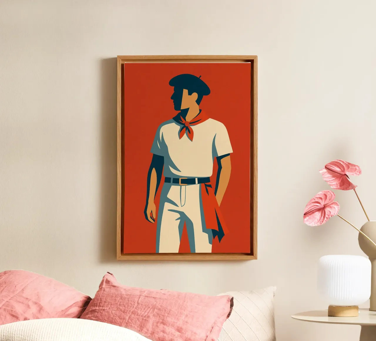 Basque - The red and white elegance of a tradition canvas with Floater frame by JETLAG | affiches voyage