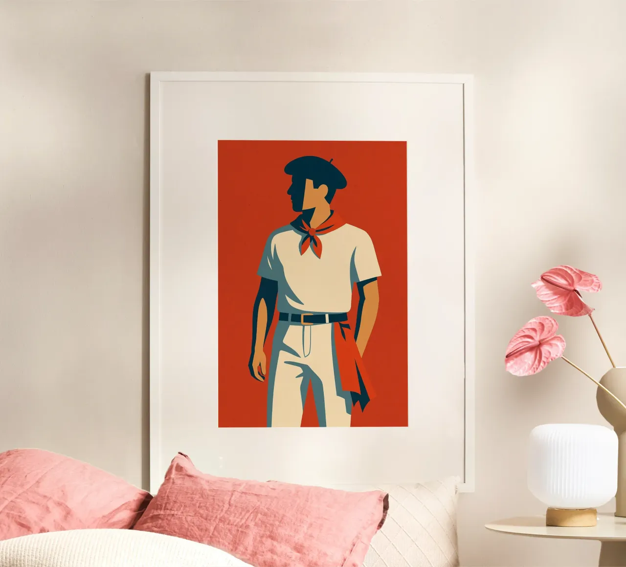 Basco - L'eleganza rossa e bianca di una tradizione carta hahnemühle da JETLAG | affiches voyage