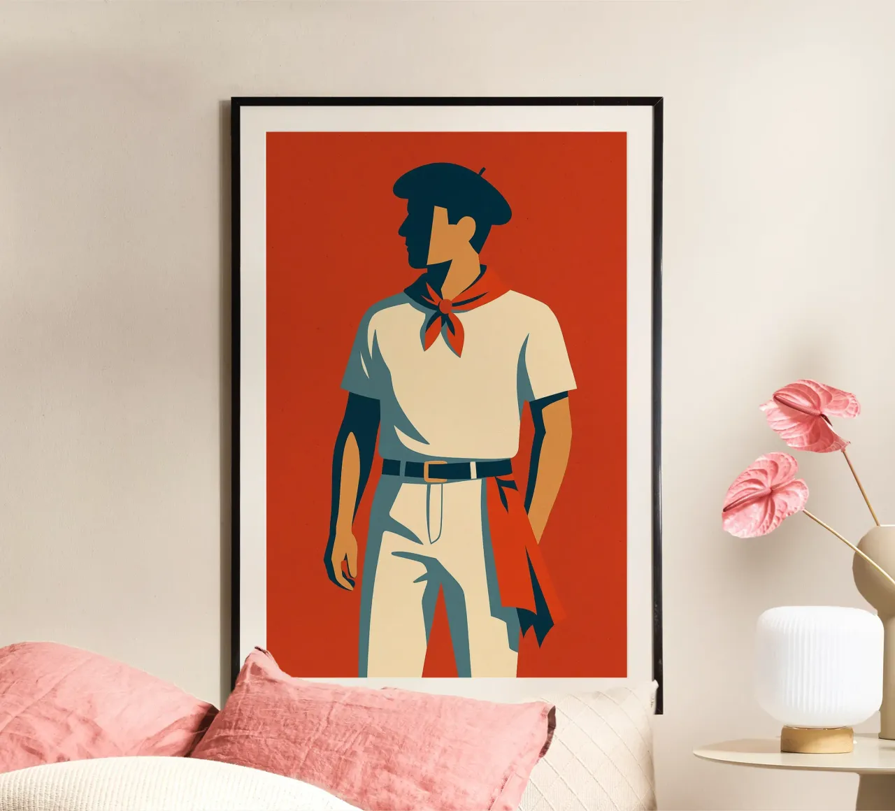 Basco - L'eleganza rossa e bianca di una tradizione carta hahnemühle da JETLAG | affiches voyage