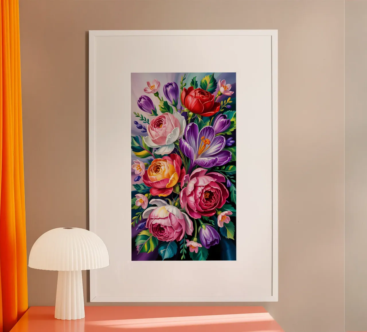 Flower  Painting Colorful poster con telaio in legno da Jeff Studio