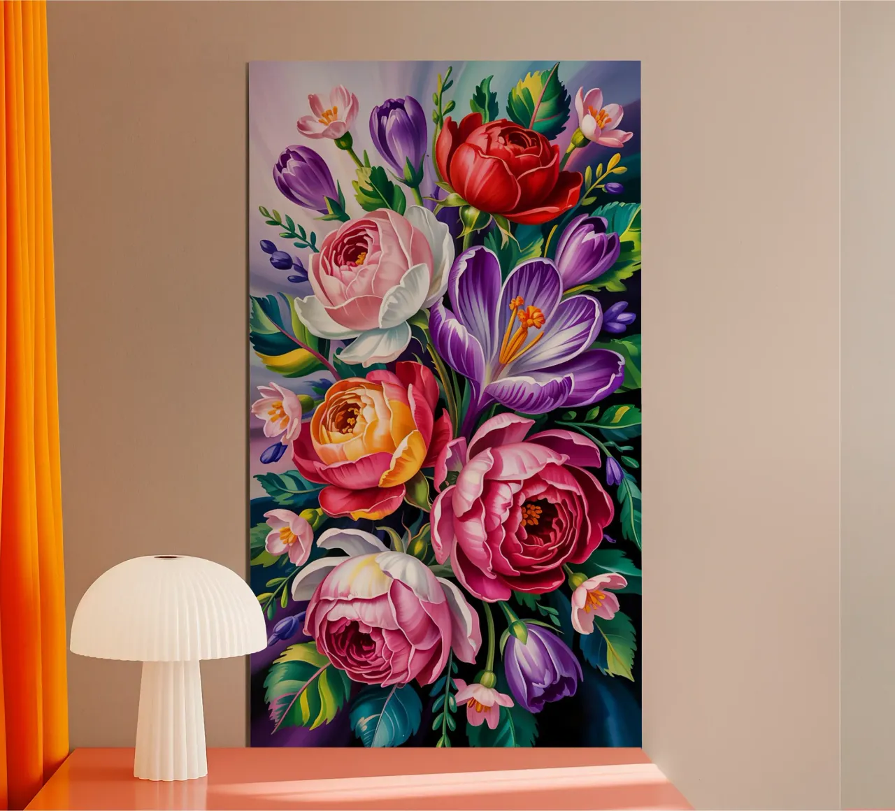 Flower  Painting Colorful poster con telaio in legno da Jeff Studio