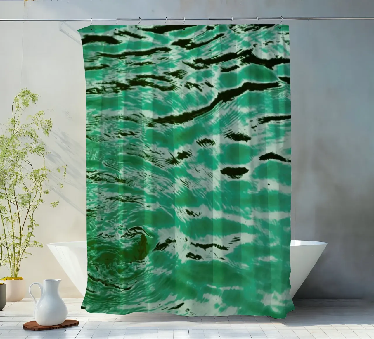 Mint Petrol Blue shower curtain by Studio Nahili