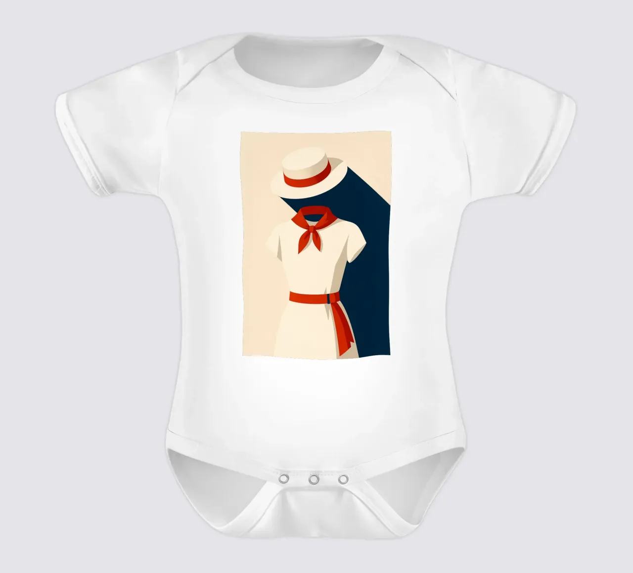 Donna basca - Eleganza femminile in rosso e bianco body neonato maniche corte da JETLAG | affiches voyage