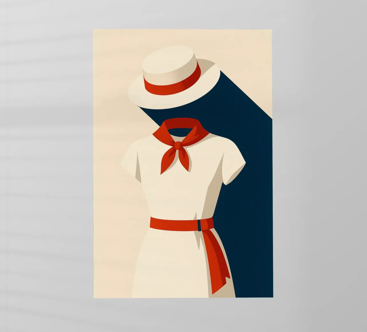 Donna basca - Eleganza femminile in rosso e bianco pellicola backlit da JETLAG | affiches voyage