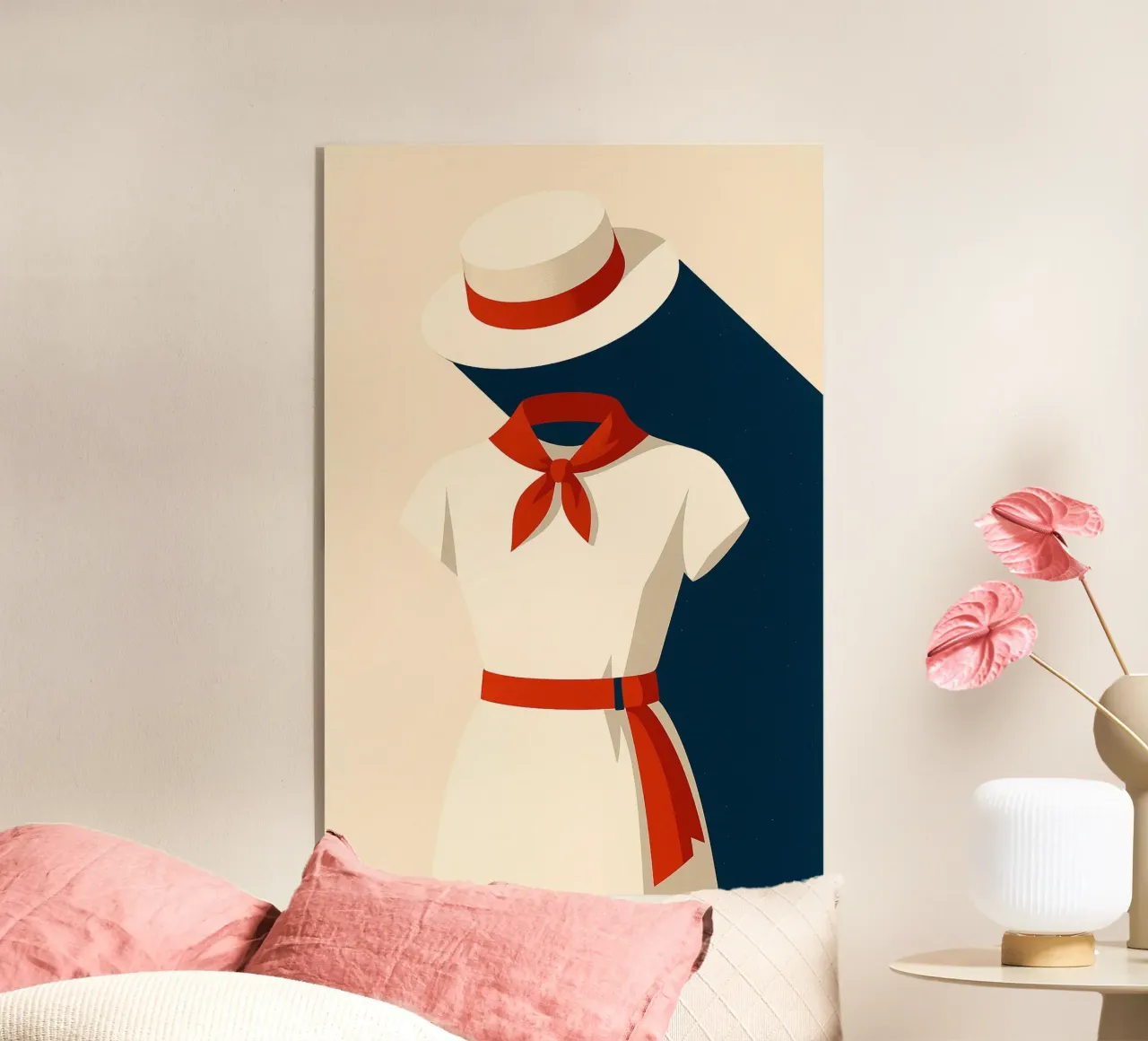 Donna basca - Eleganza femminile in rosso e bianco plexiglass da JETLAG | affiches voyage