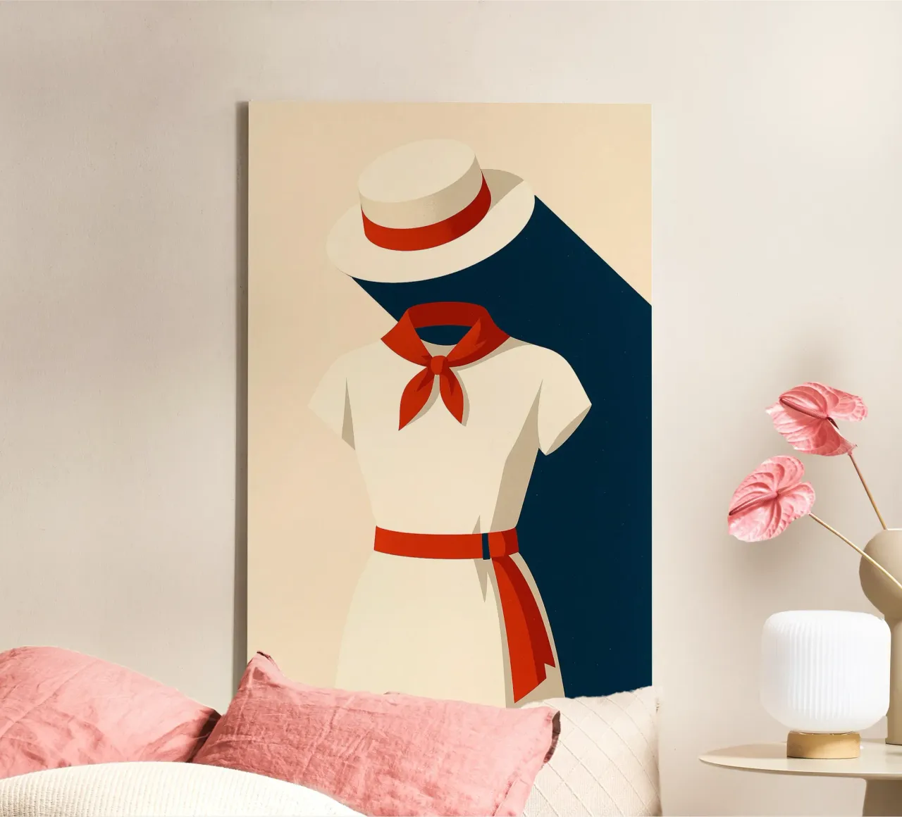 Donna basca - Eleganza femminile in rosso e bianco tela con Cornice a cassetta da JETLAG | affiches voyage