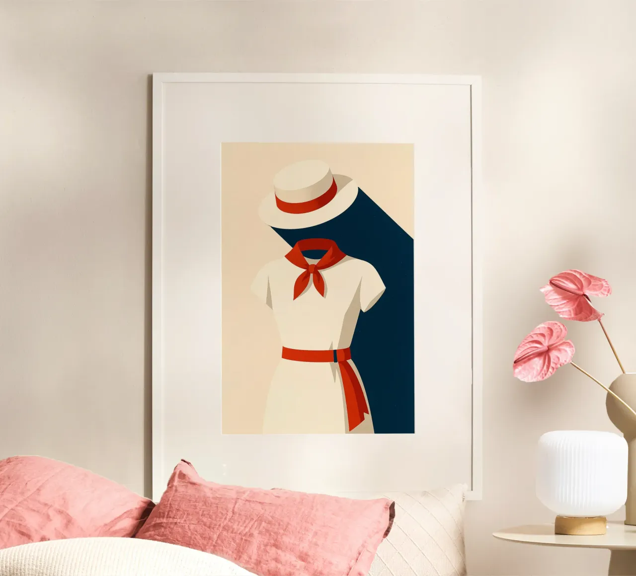 Donna basca - Eleganza femminile in rosso e bianco carta hahnemühle da JETLAG | affiches voyage