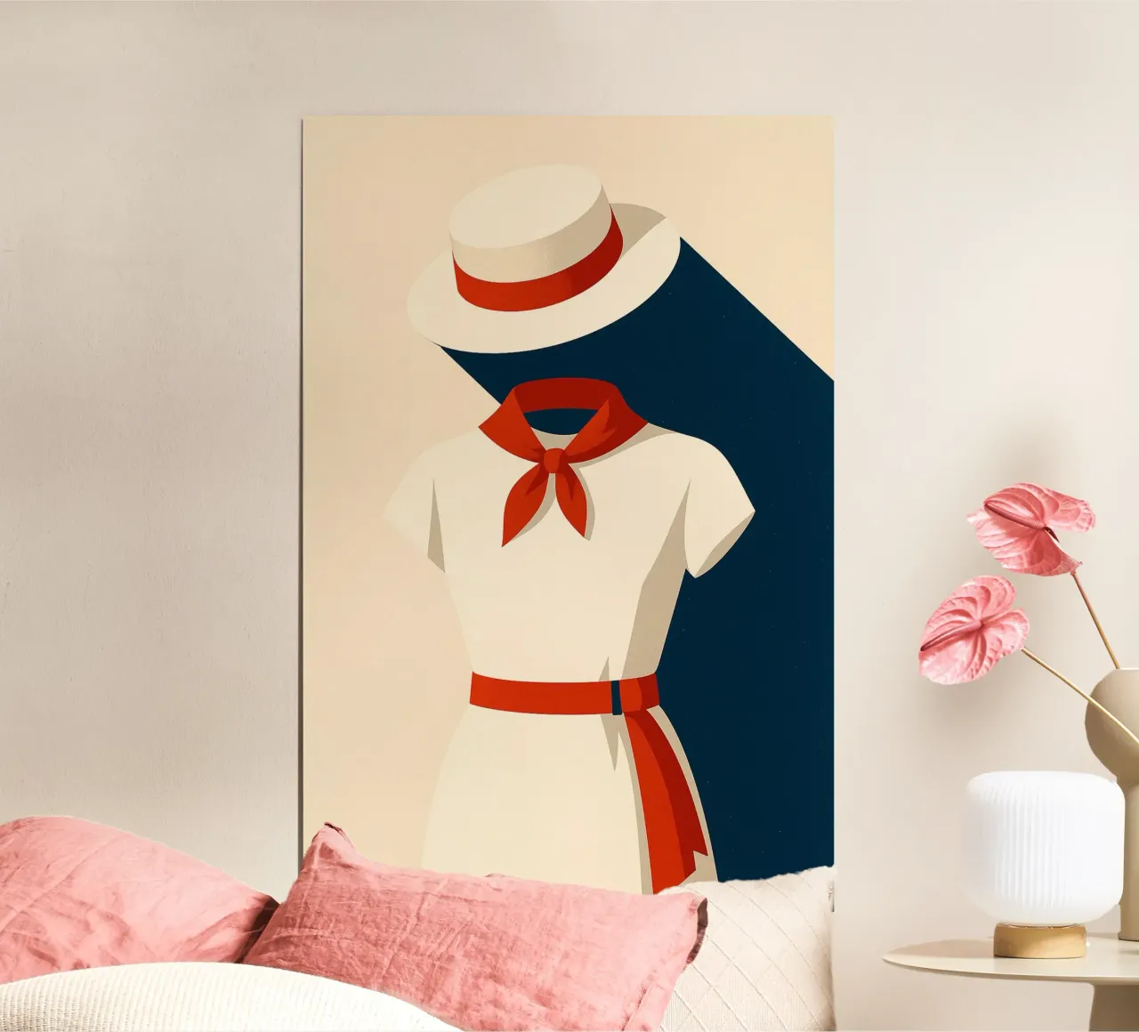 Donna basca - Eleganza femminile in rosso e bianco carta hahnemühle da JETLAG | affiches voyage