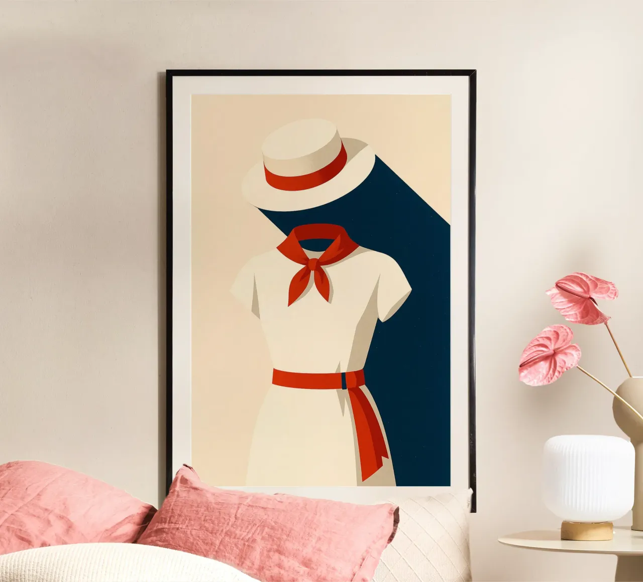Donna basca - Eleganza femminile in rosso e bianco carta hahnemühle da JETLAG | affiches voyage