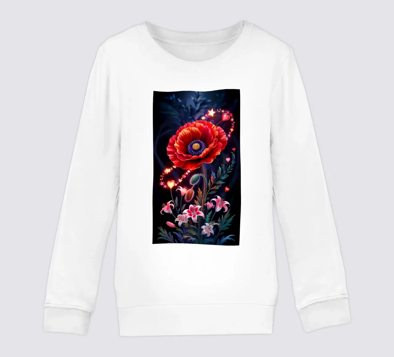 Red Flower Glowing kids sweatshirt by Jeff Studio