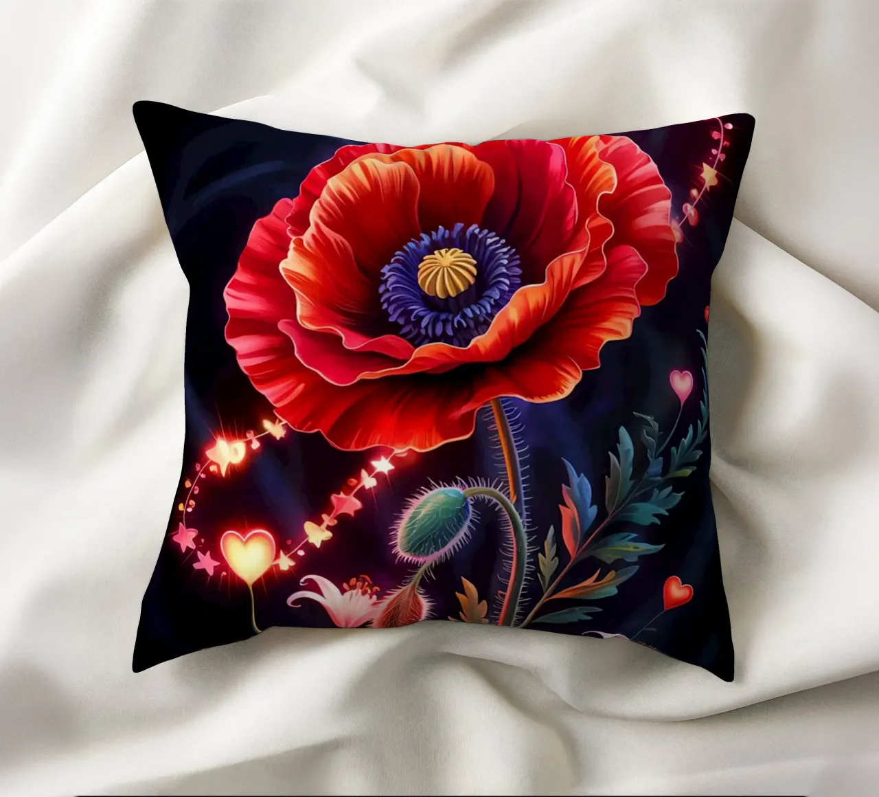 Red Flower Glowing cuscino da Jeff Studio