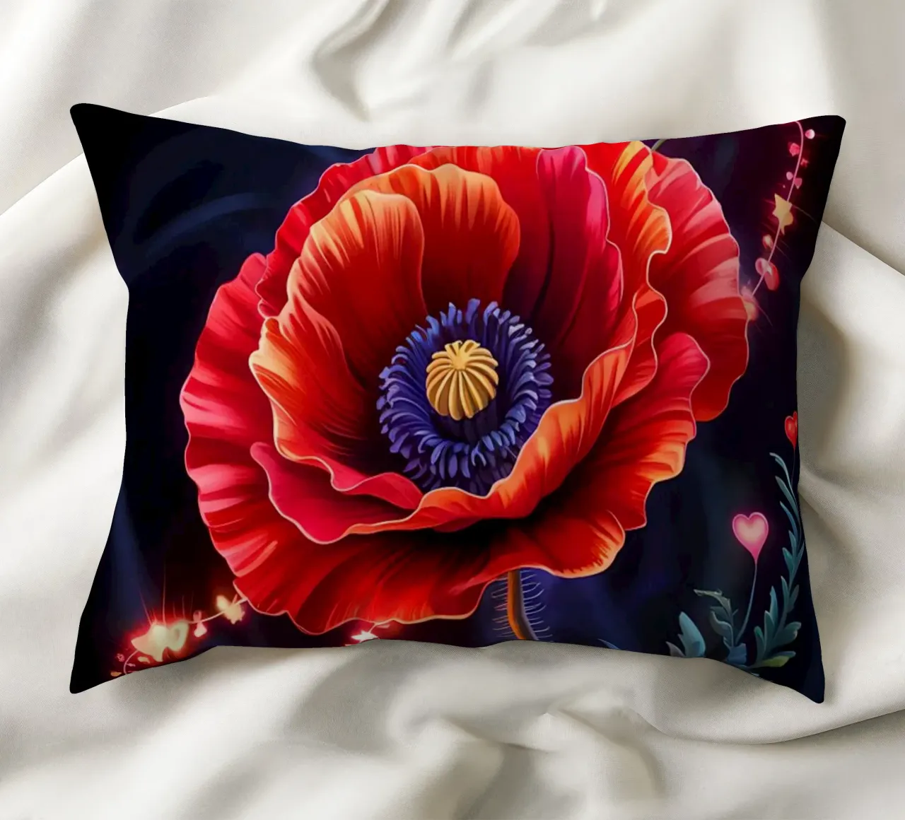 Red Flower Glowing cuscino da Jeff Studio