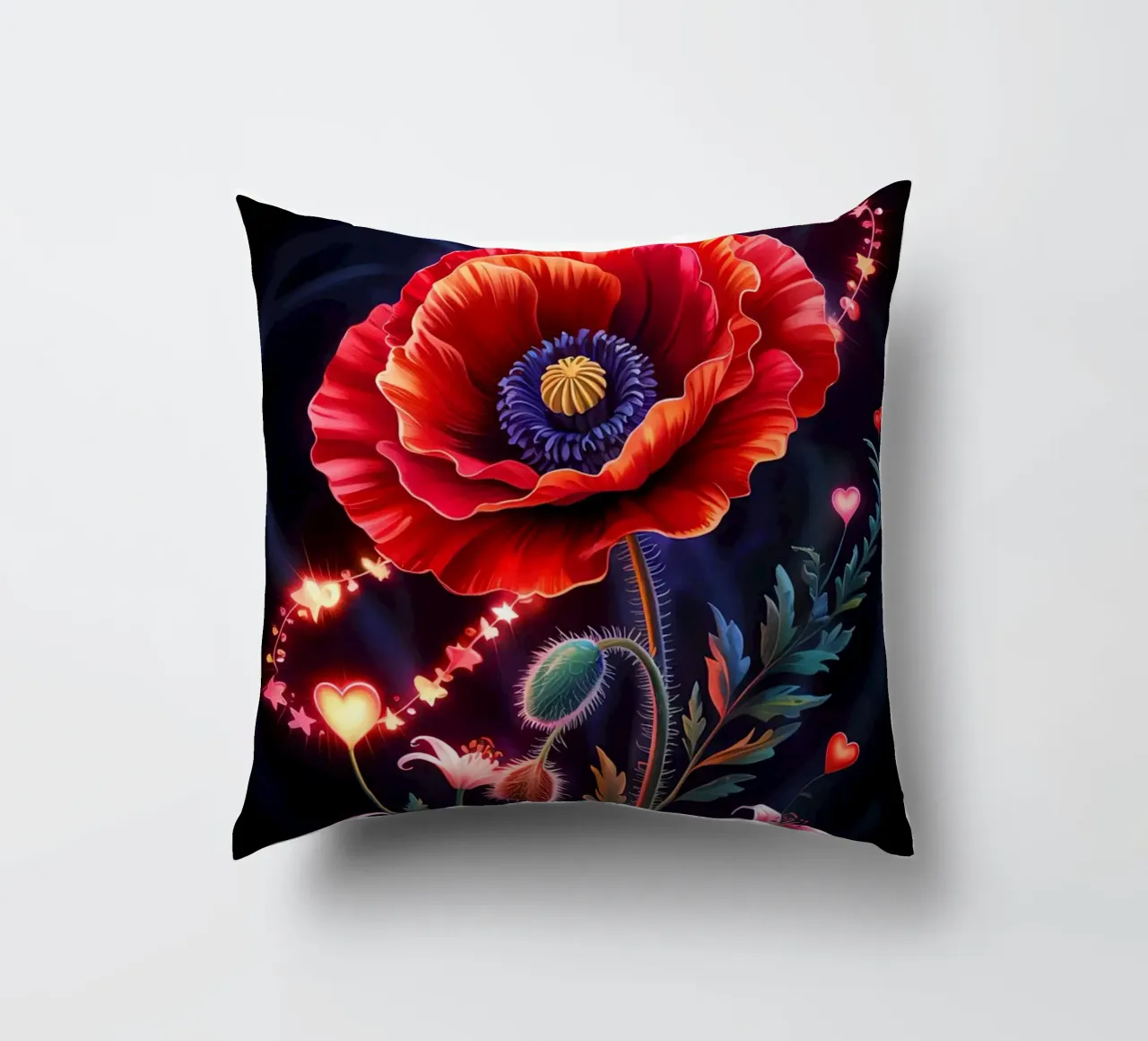 Red Flower Glowing cuscino da Jeff Studio