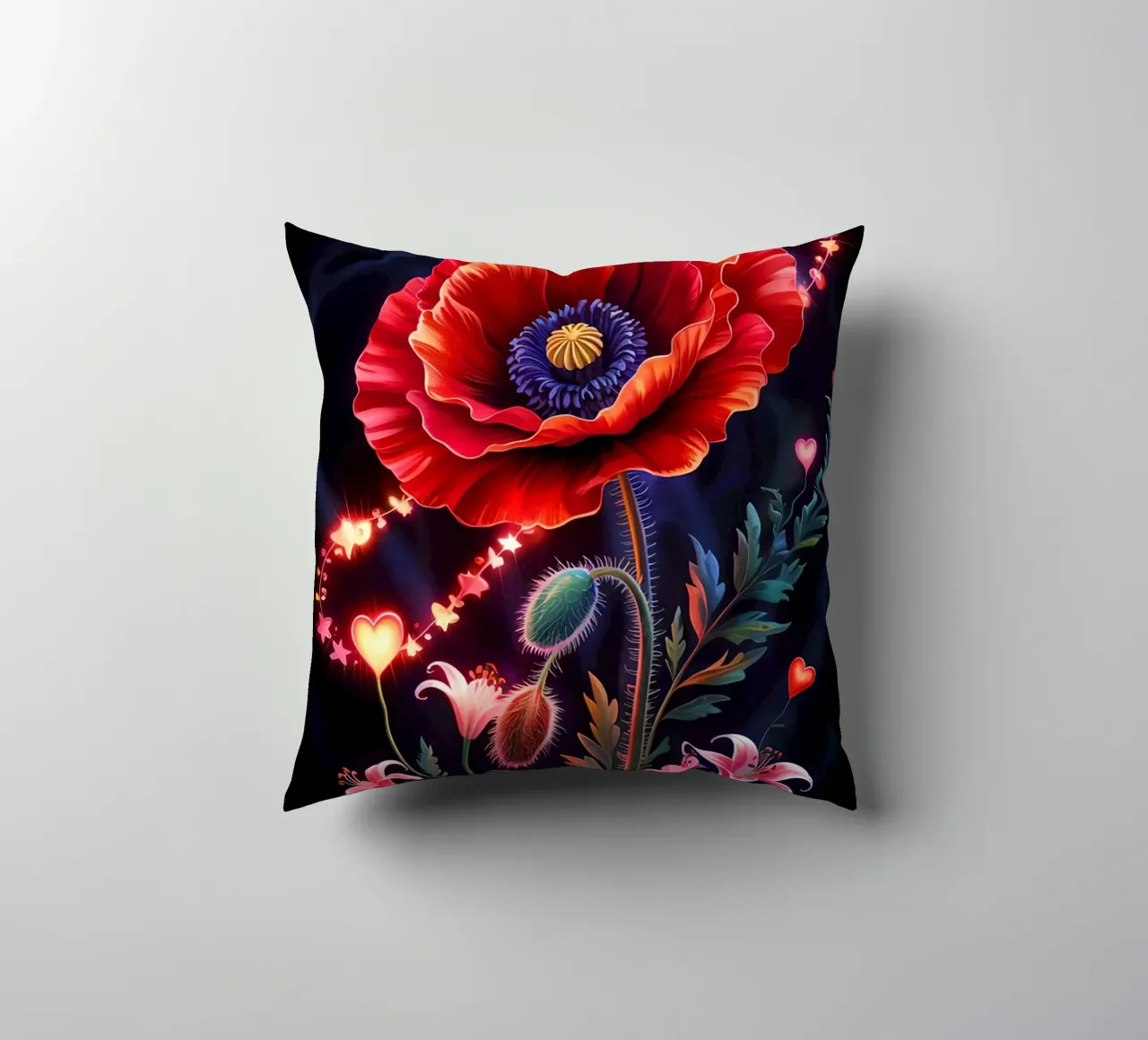 Red Flower Glowing cuscino da Jeff Studio