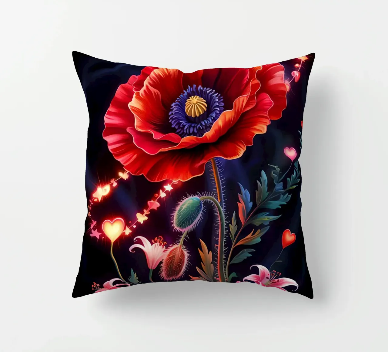 Red Flower Glowing cuscino da Jeff Studio