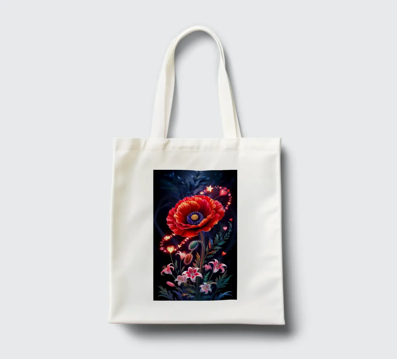 Red Flower Glowing tote bag by Jeff Studio