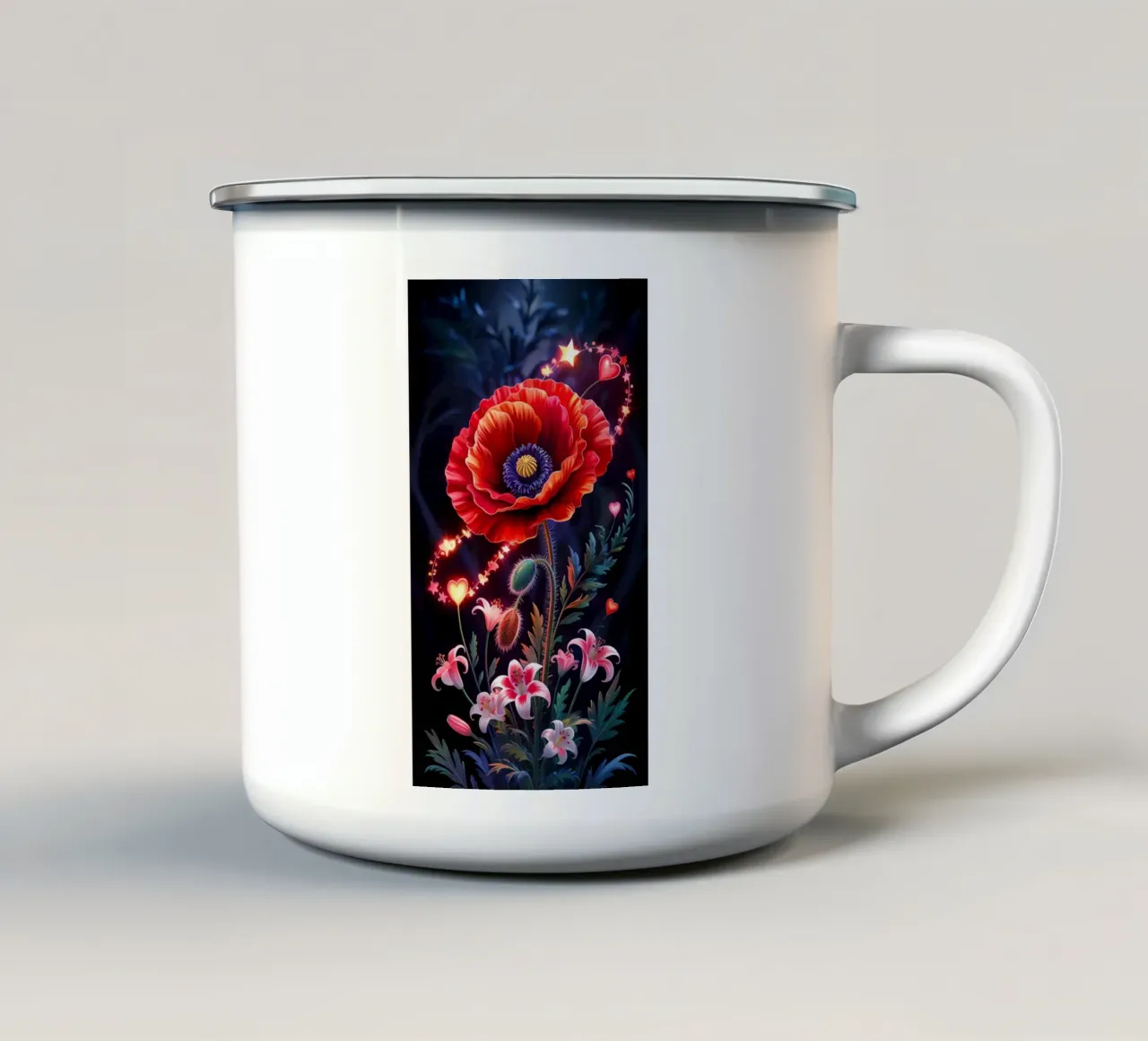 Red Flower Glowing tazza in smalto da Jeff Studio