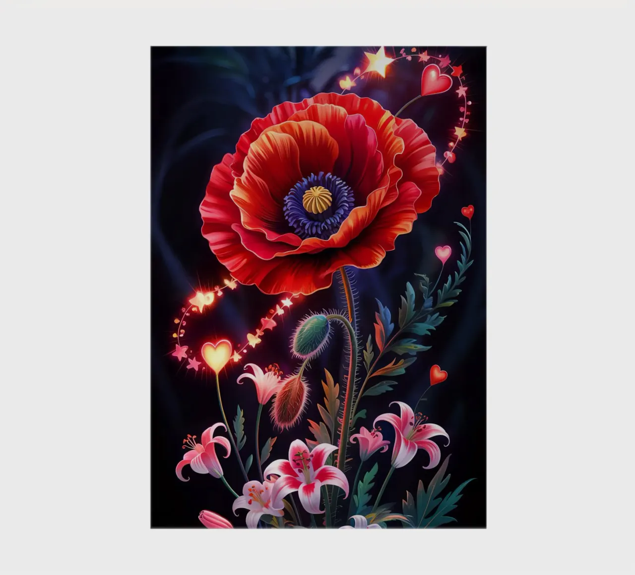Red Flower Glowing notebook by Jeff Studio