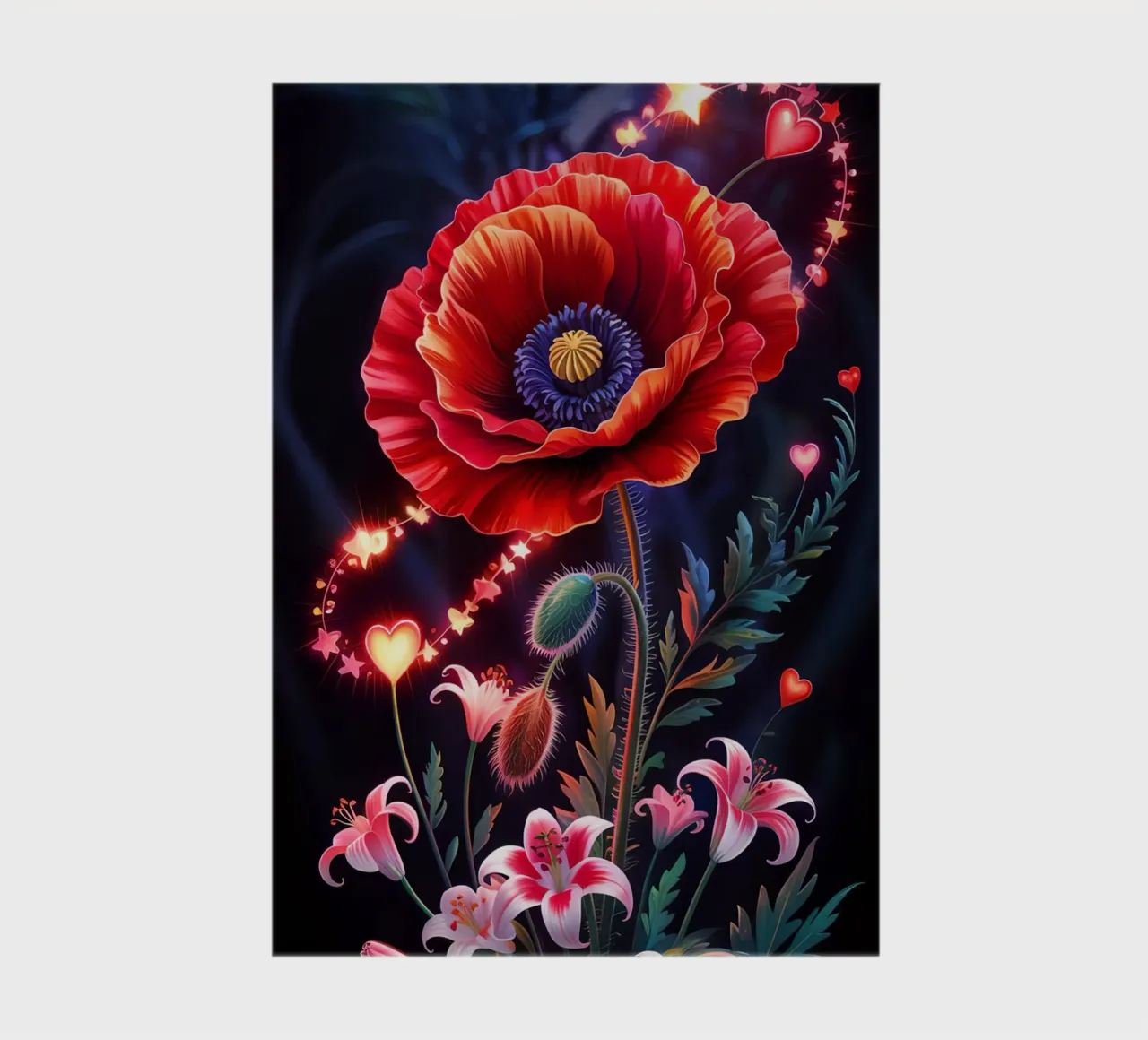 Red Flower Glowing notebook by Jeff Studio