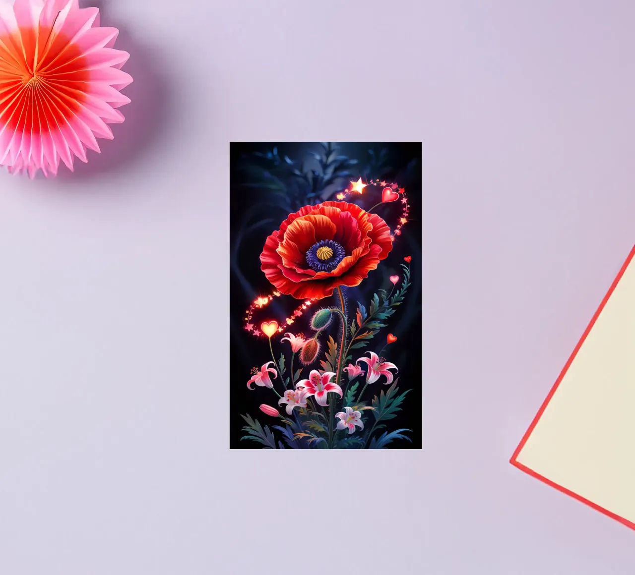 Red Flower Glowing sticker by Jeff Studio