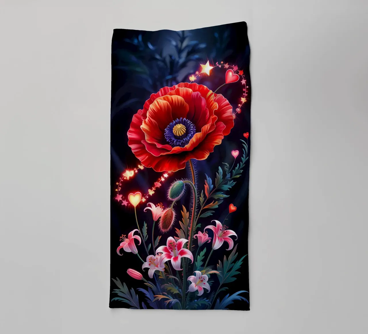 Red Flower Glowing asciugamano da bagno da Jeff Studio