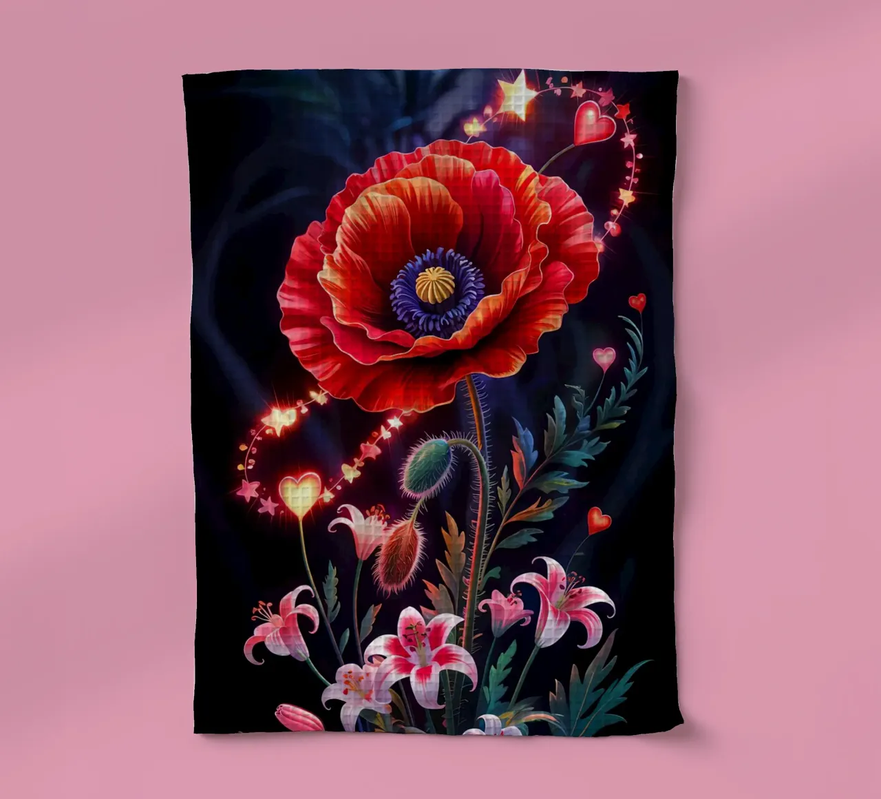 Red Flower Glowing canovaccio da cucina da Jeff Studio