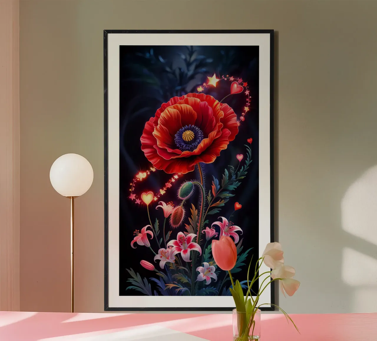 Red Flower Glowing Hahnemühle von Jeff Studio