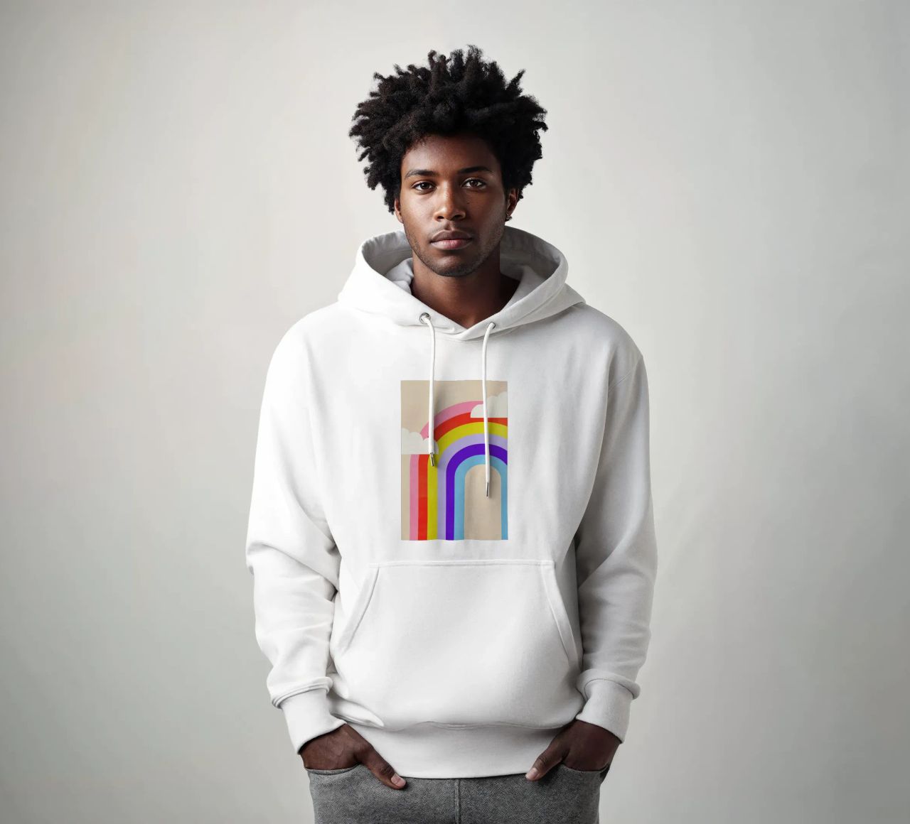 Rainbow and Clouds felpa con cappuccio da Little Flourishes