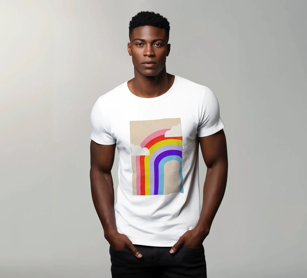 Rainbow and Clouds t-shirt da Little Flourishes