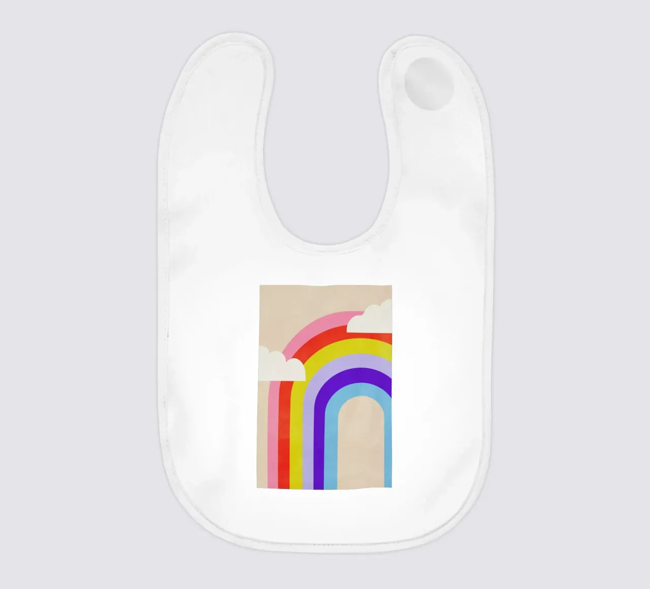Rainbow and Clouds baby bib by Little Flourishes