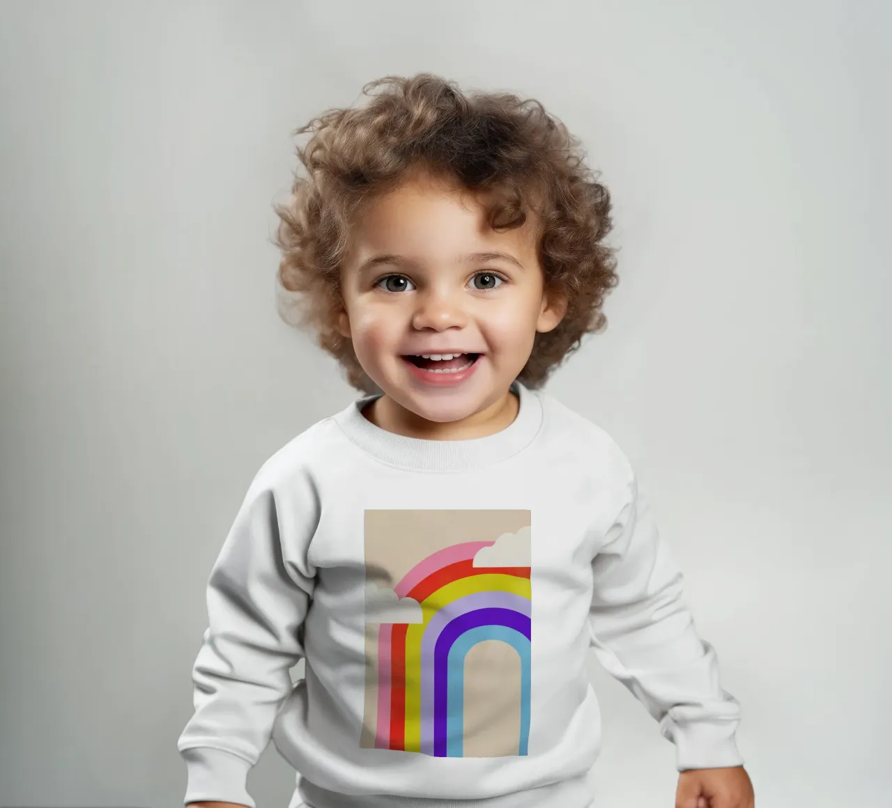 Rainbow and Clouds Baby Sweatshirt von Little Flourishes