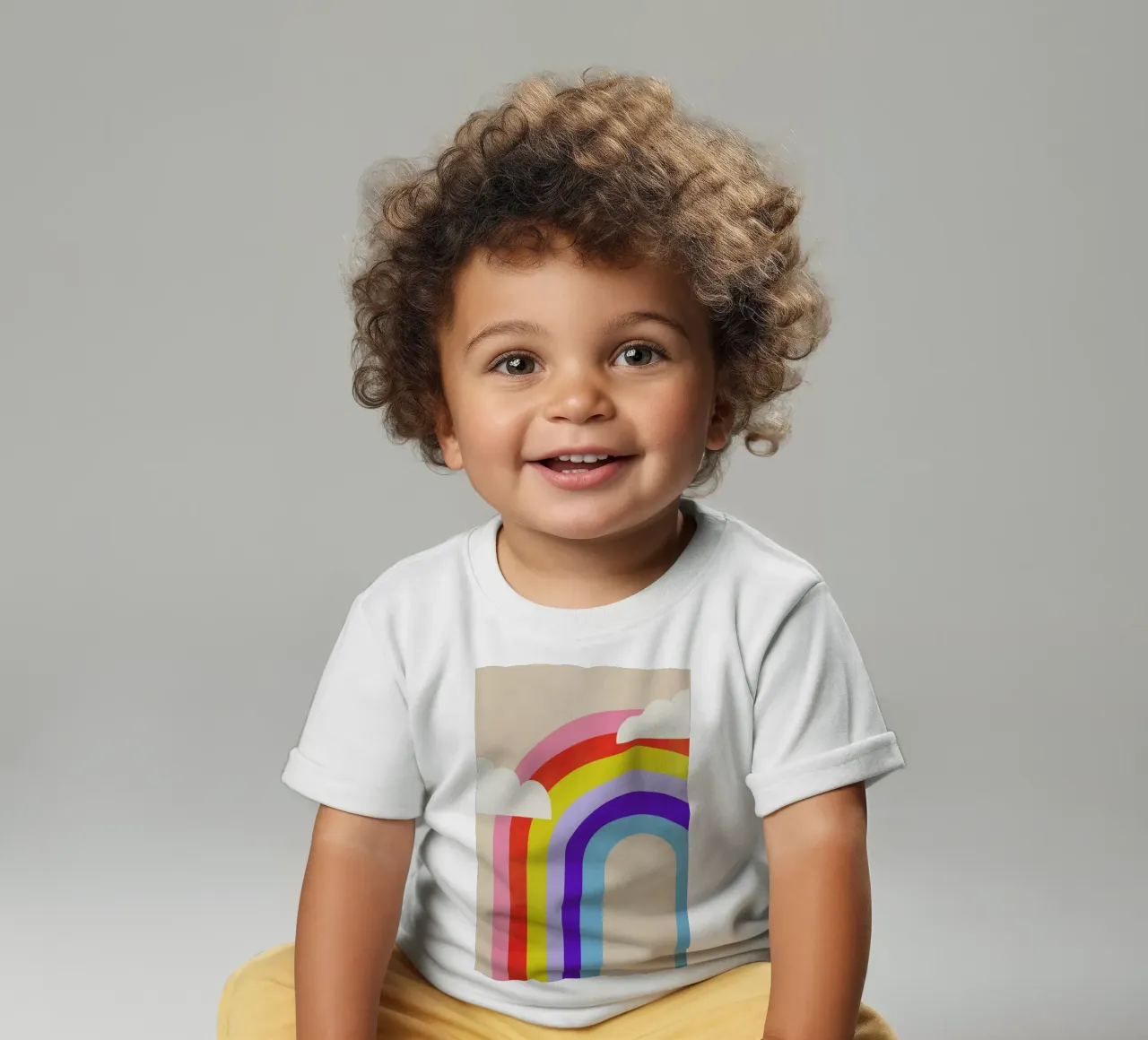 Rainbow and Clouds maglietta neonato da Little Flourishes