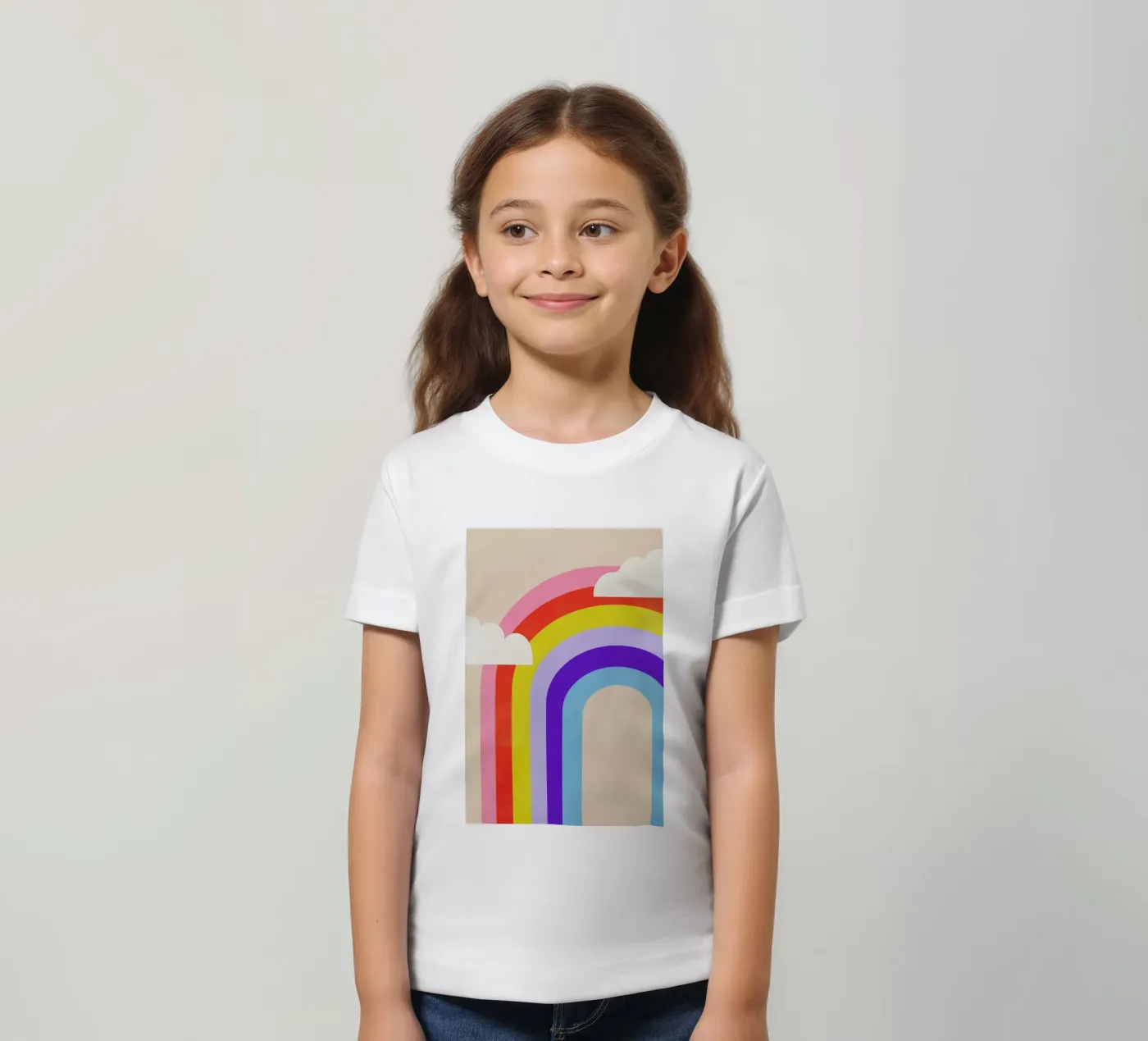 Rainbow and Clouds t-shirt bambini da Little Flourishes
