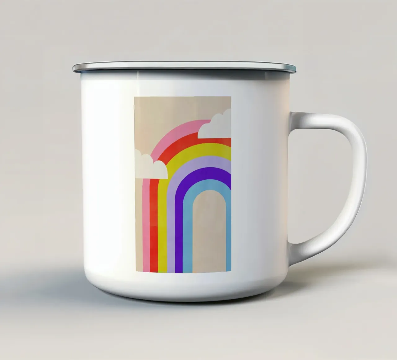 Rainbow and Clouds Emaille Tasse von Little Flourishes