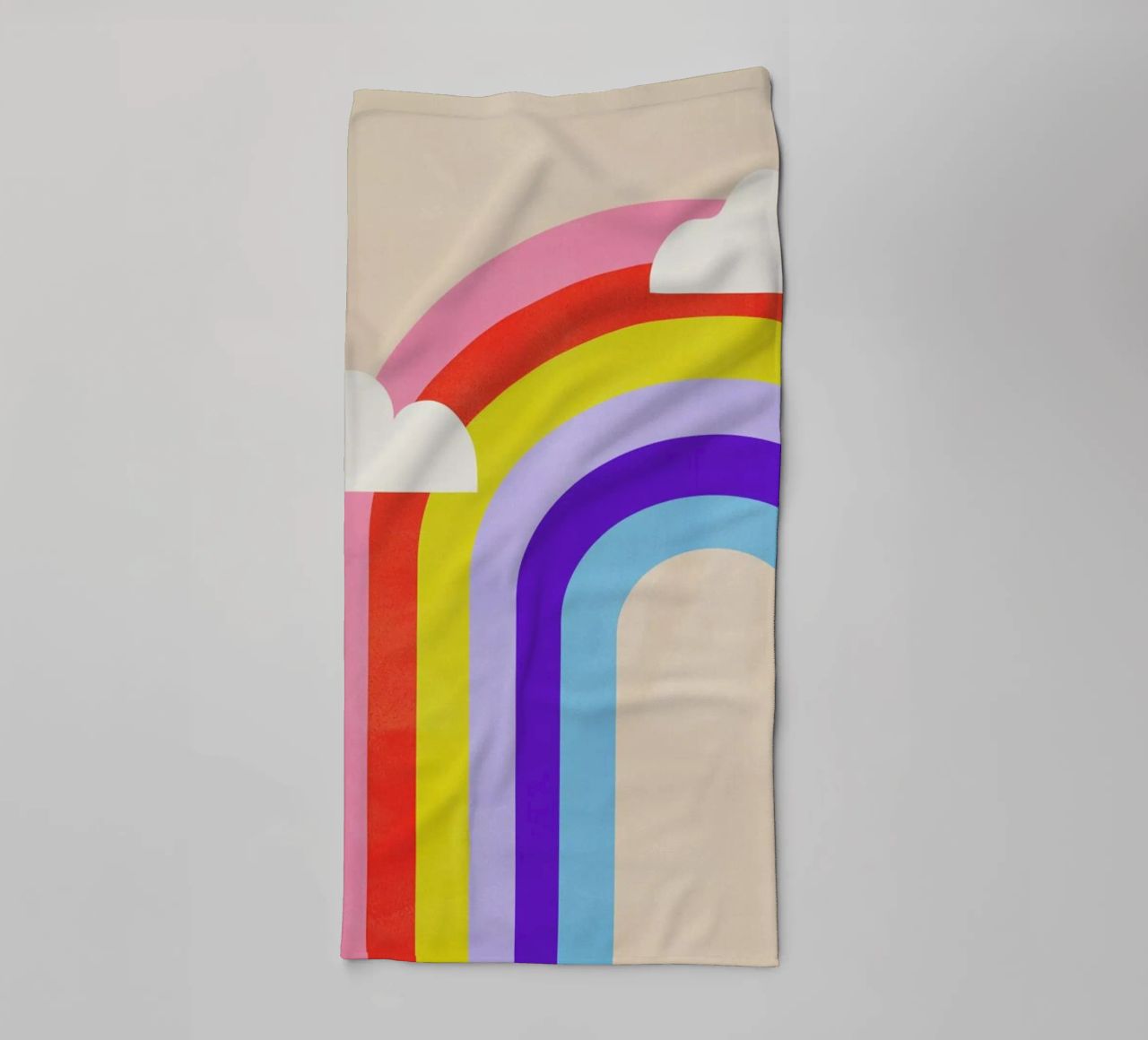 Rainbow and Clouds towel by Little Flourishes