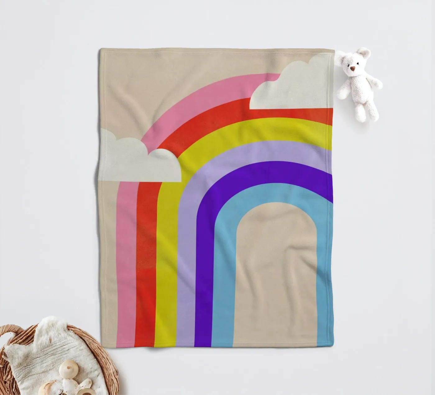 Rainbow and Clouds fleecedeken van Little Flourishes