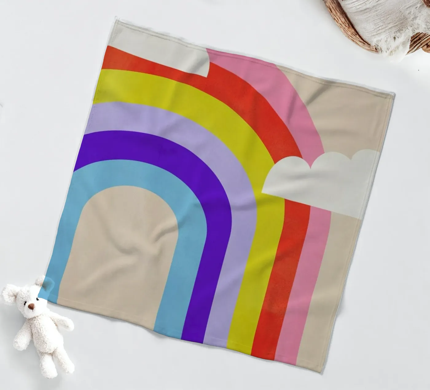 Rainbow and Clouds fleecedeken van Little Flourishes