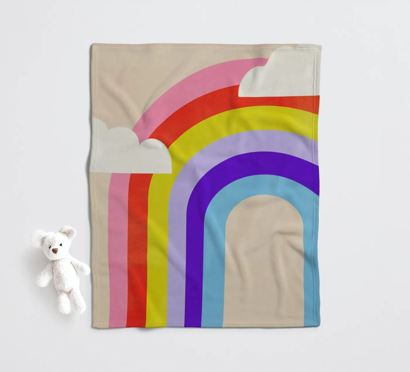 Rainbow and Clouds fleecedeken van Little Flourishes