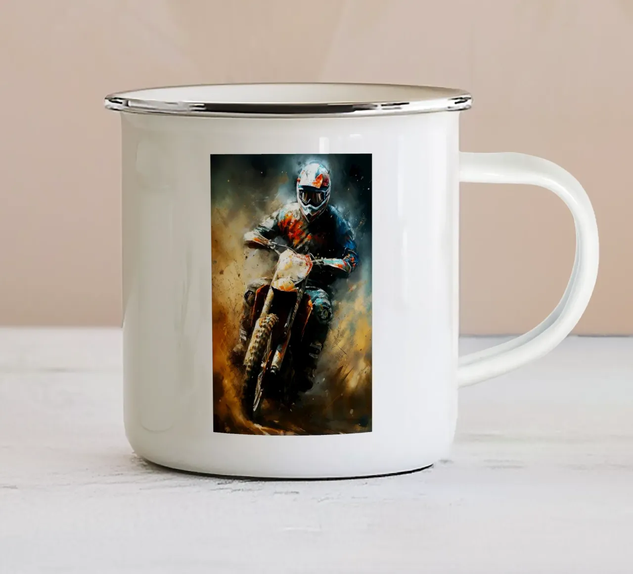 Motocross tazza in smalto da Justyna Jaszke JBJart
