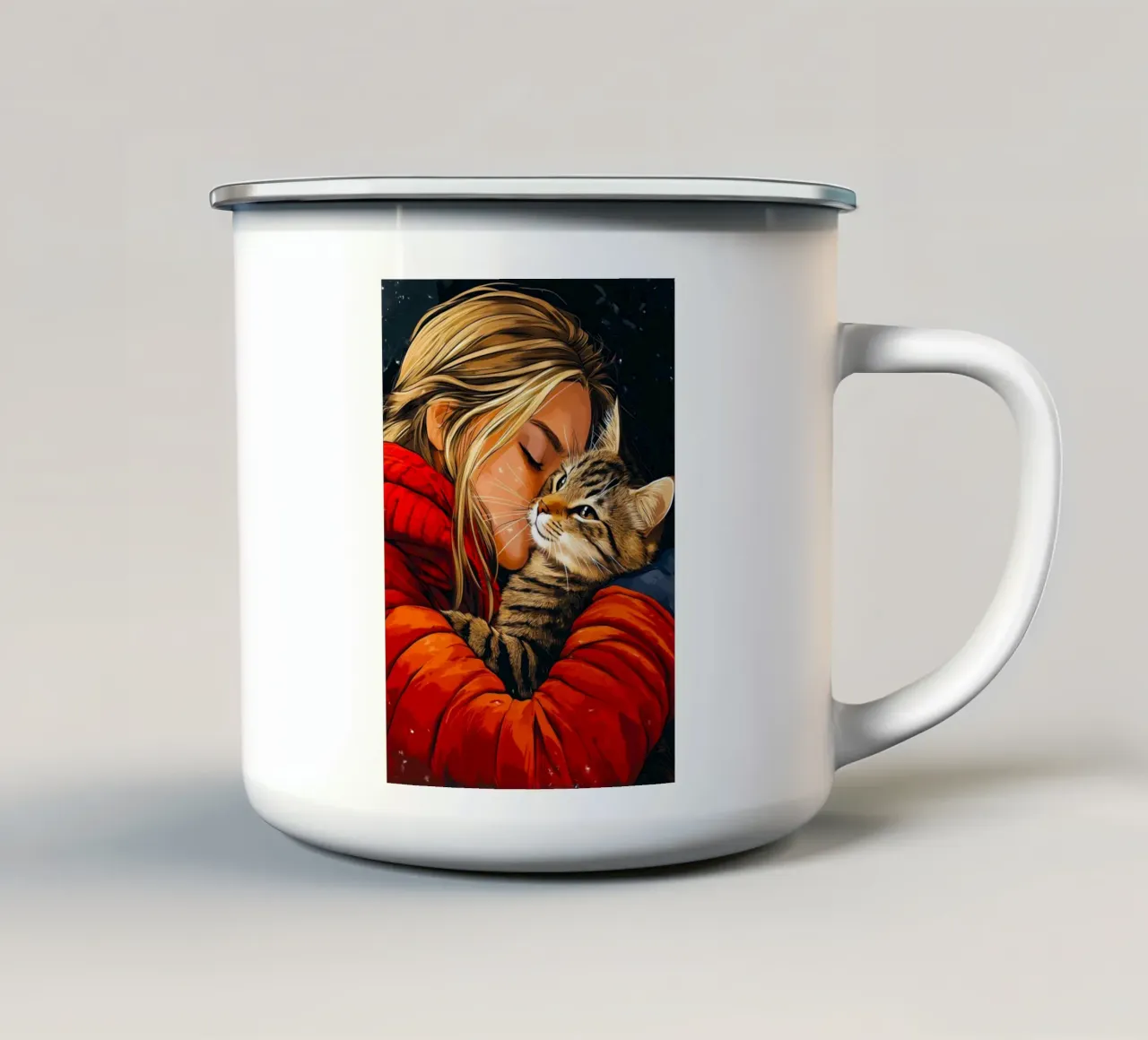 Ti amo gattino 1 tazza in smalto da Justyna Jaszke JBJart