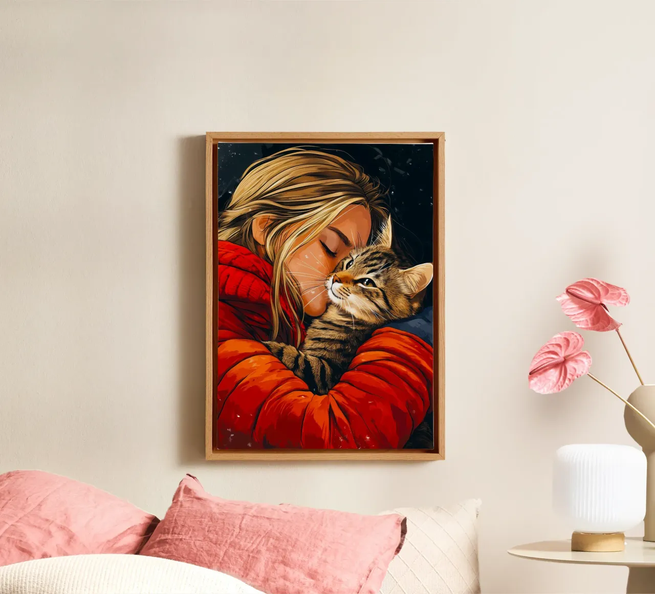 Ich liebe dich, Kätzchen 1 Leinwand mit Schattenfugenrahmen von Justyna Jaszke JBJart