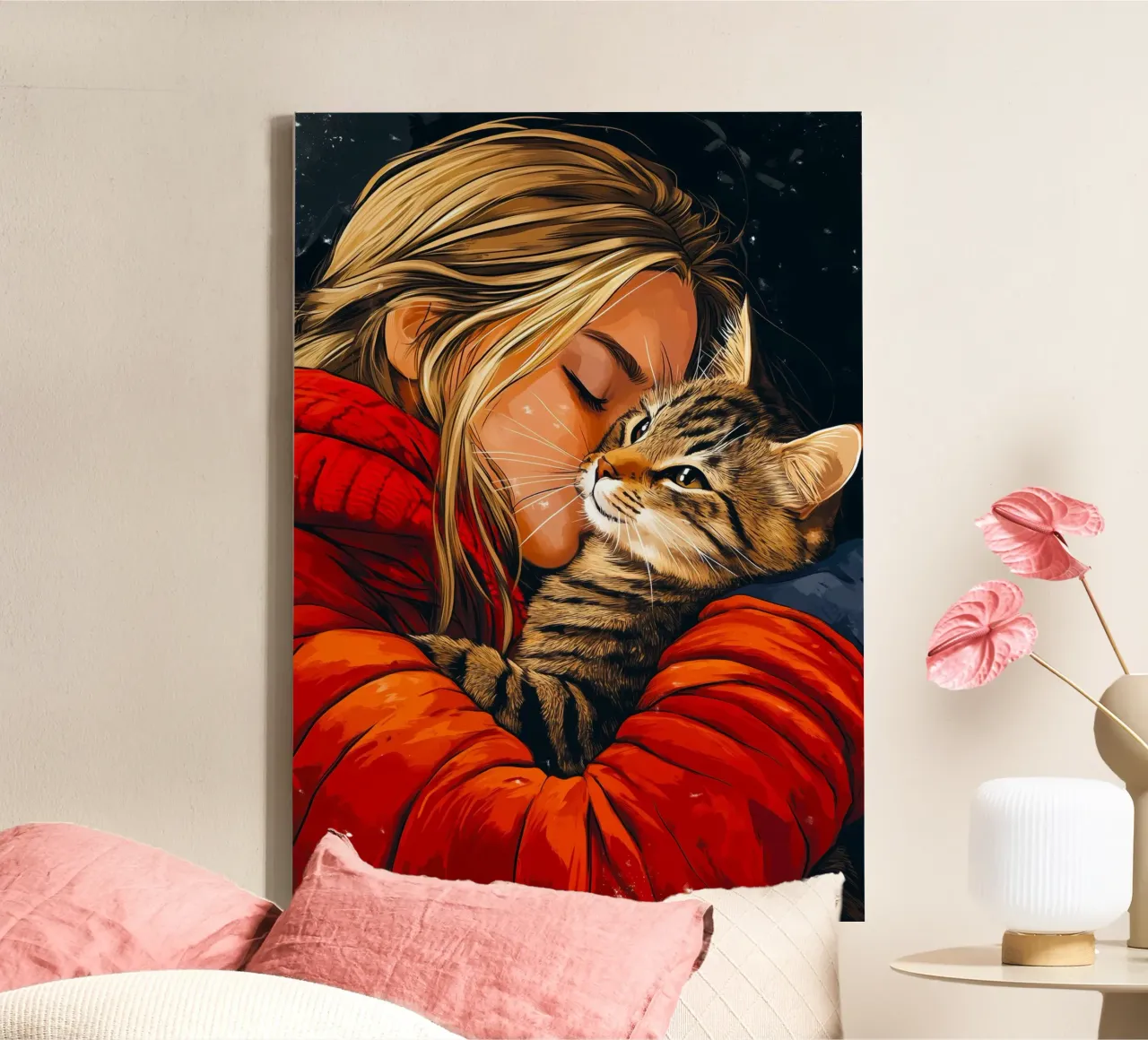 Ich liebe dich, Kätzchen 1 Leinwand mit Schattenfugenrahmen von Justyna Jaszke JBJart