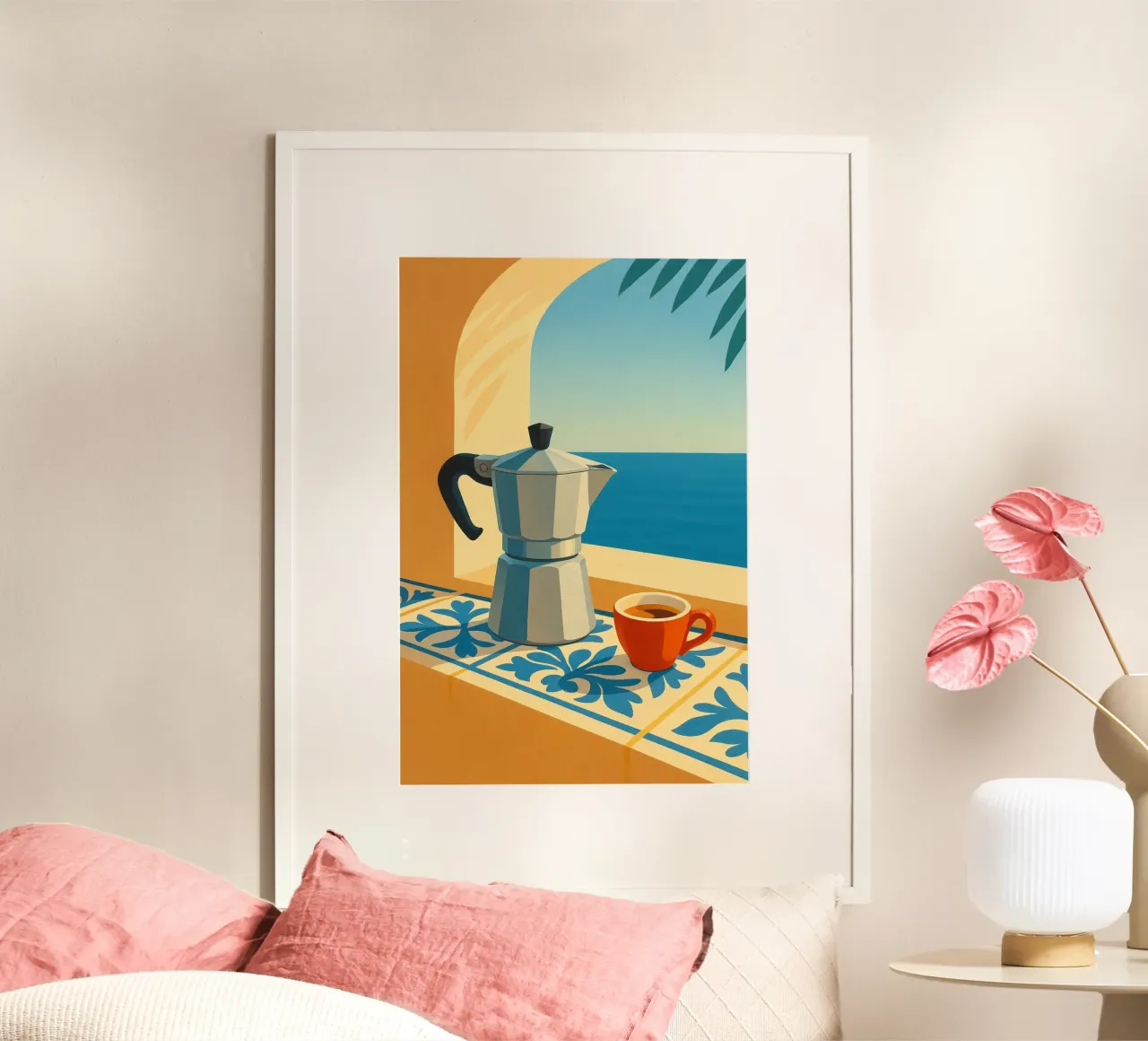 Morning Espresso by the Mediterranean poster da Mosaic Dialogue