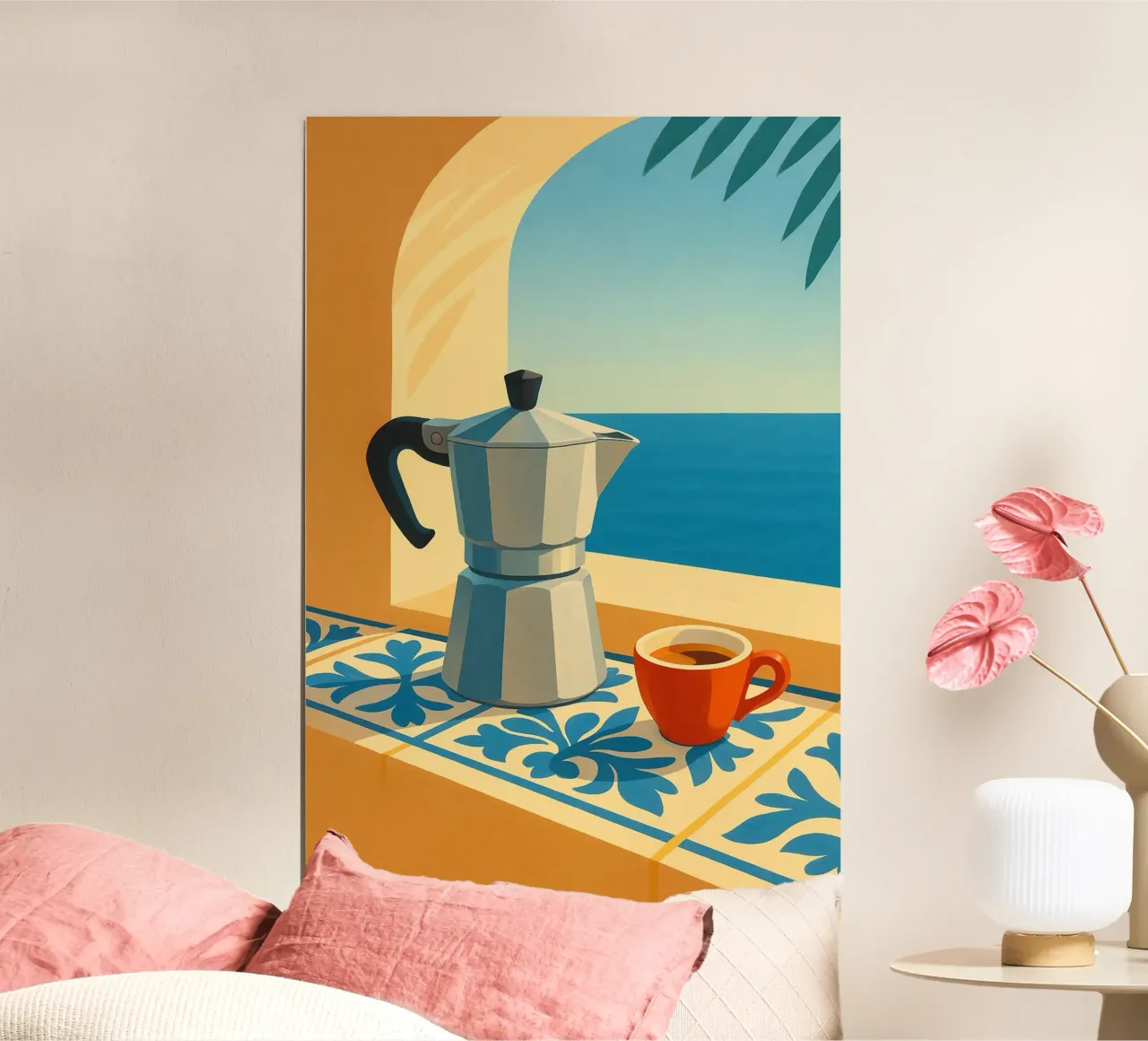 Morning Espresso by the Mediterranean poster da Mosaic Dialogue