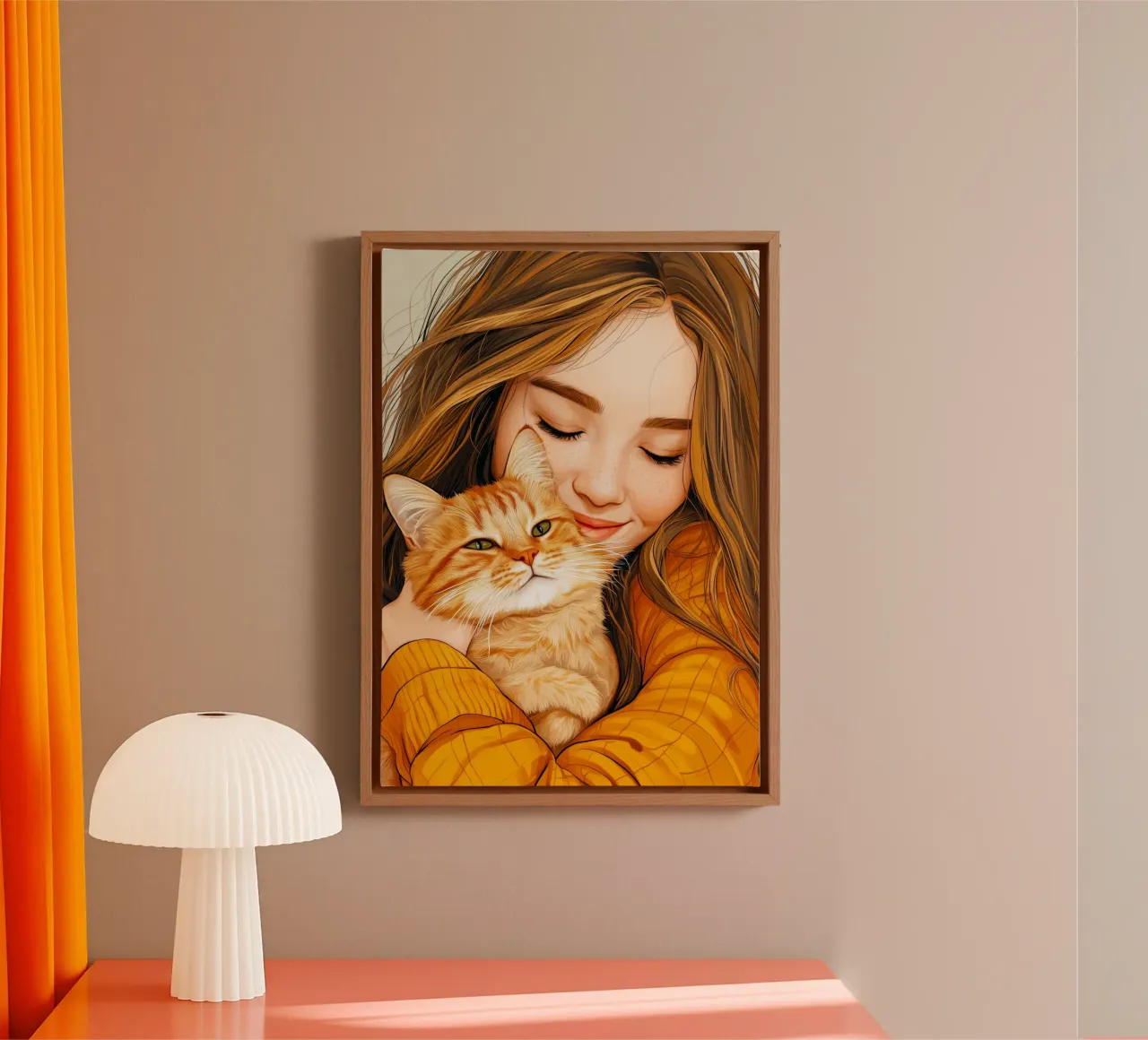 Ich liebe dich Kitty 2 Leinwand mit Schattenfugenrahmen von Justyna Jaszke JBJart