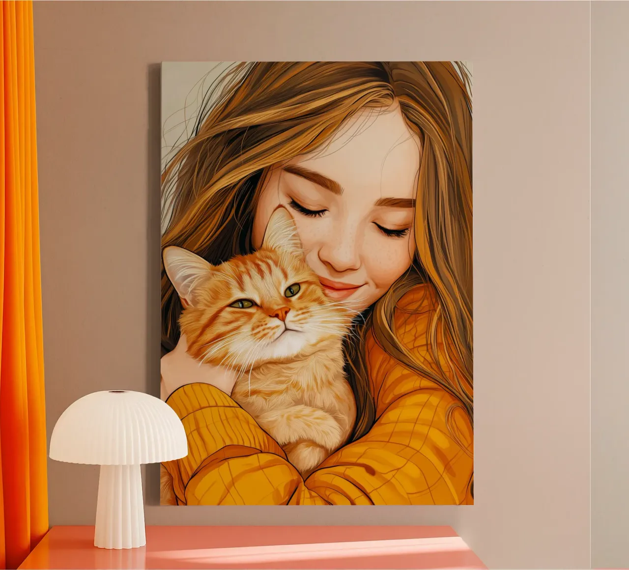 Ich liebe dich Kitty 2 Leinwand mit Schattenfugenrahmen von Justyna Jaszke JBJart