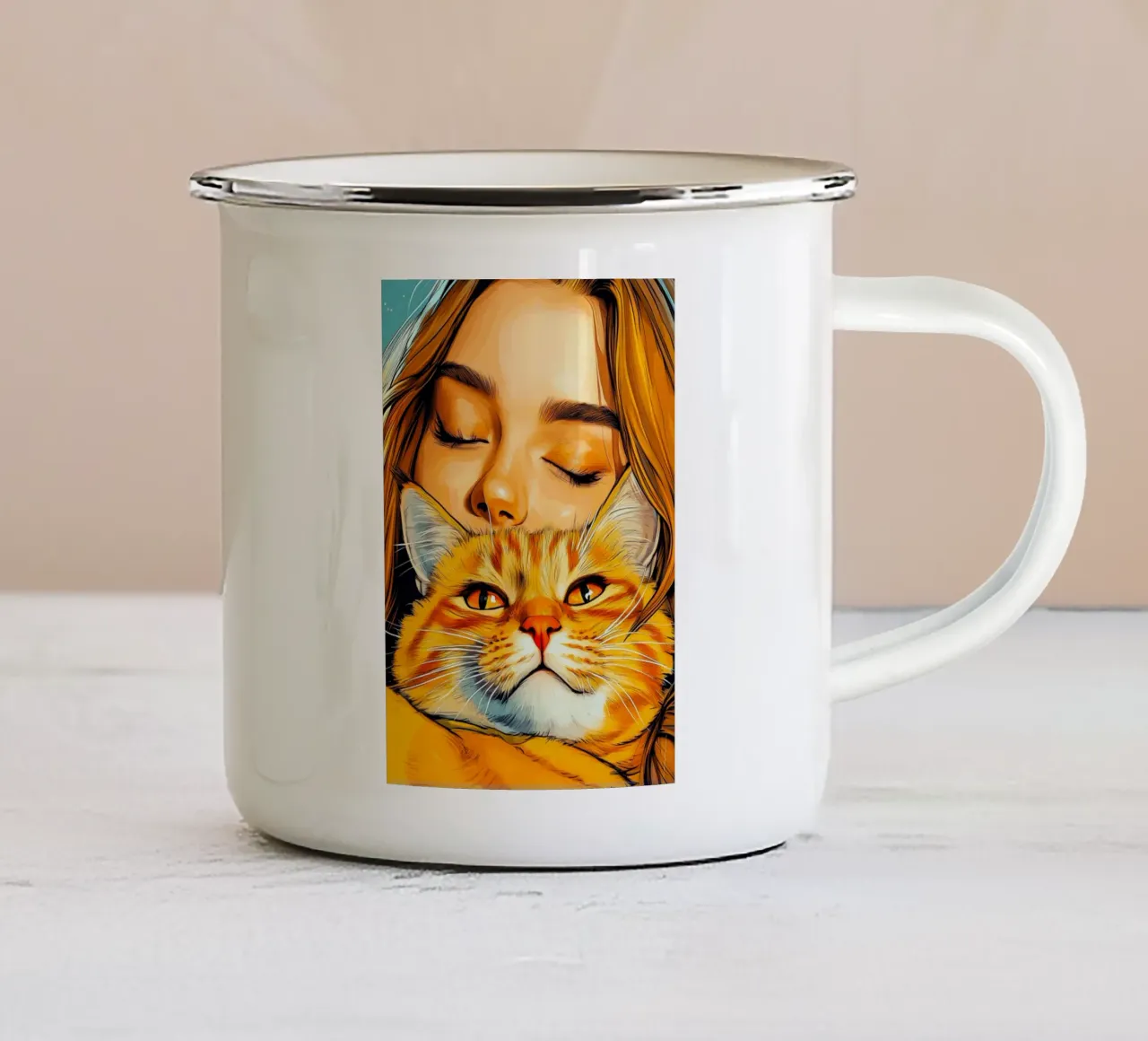 Ti amo gattino 3 tazza in smalto da Justyna Jaszke JBJart